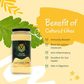 Pure Natural Cow Cultured Ghee By Valley Culture | Traditional Bilona Method Cow Ghee Nutritious & Flavorful Good For Health | (400ml) 13.5 Ounce | Jar Pack